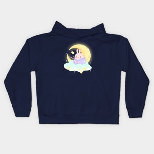 moon rabbit fishing Kids Hoodie